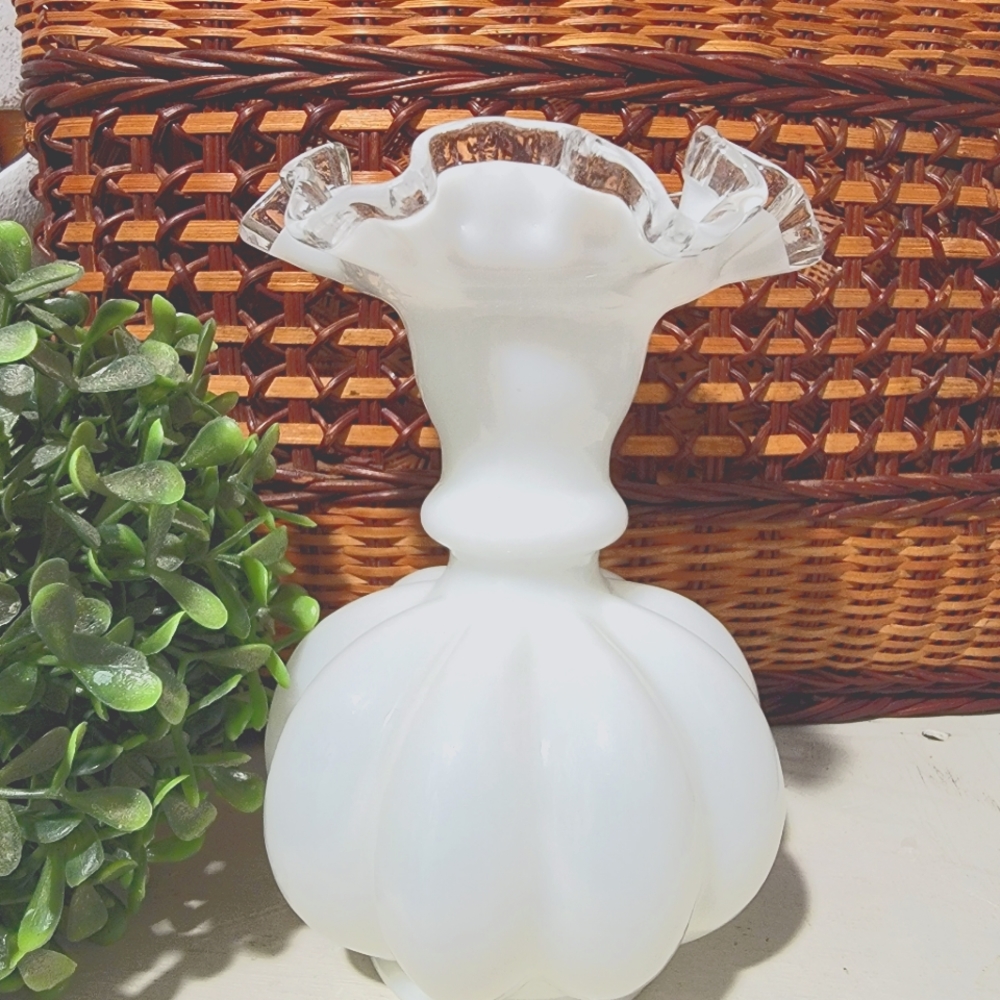 Vintage Fenton Silver Crest Fluted Vase
